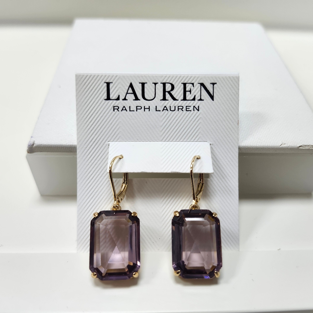 Nwt Ralph Lauren Gold-Tone Color Rectangle Stone Drop Earrings 25$